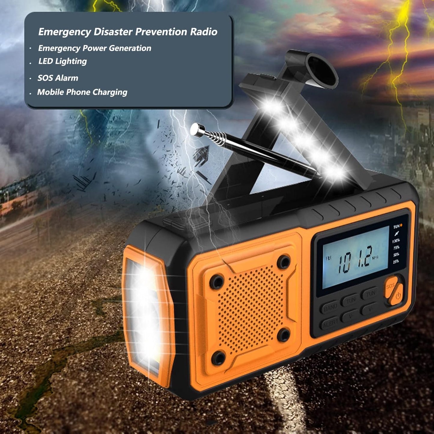 CrisisCore™ Explorer – Portable Emergency Radio with Power Bank, Solar Panel & SOS Function