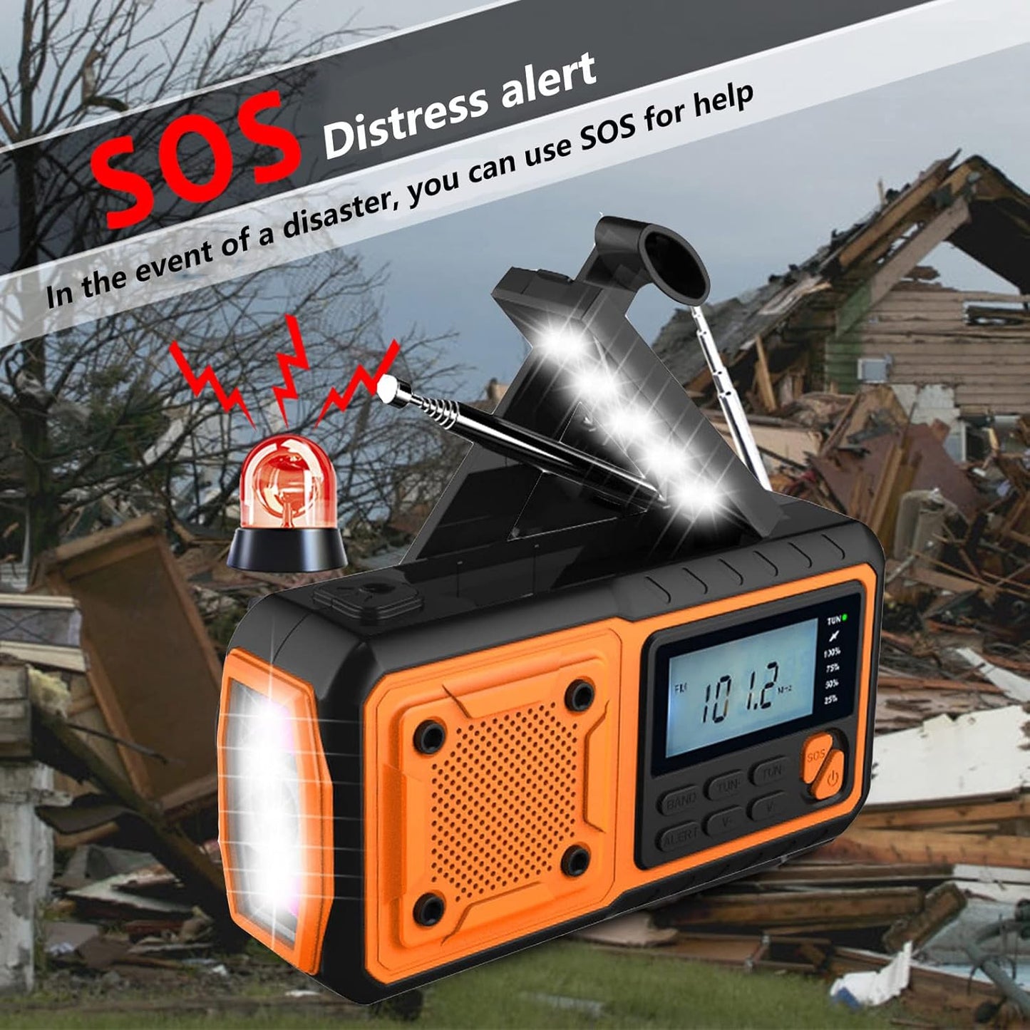 CrisisCore™ Explorer – Portable Emergency Radio with Power Bank, Solar Panel & SOS Function