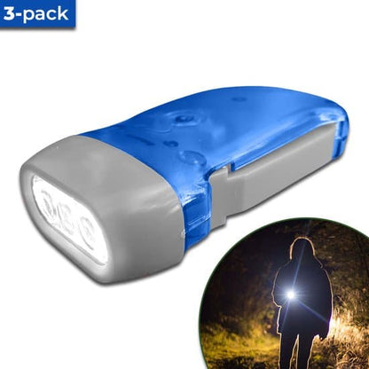 3x Hand-Crank Flashlights – No Batteries Needed, Always Ready