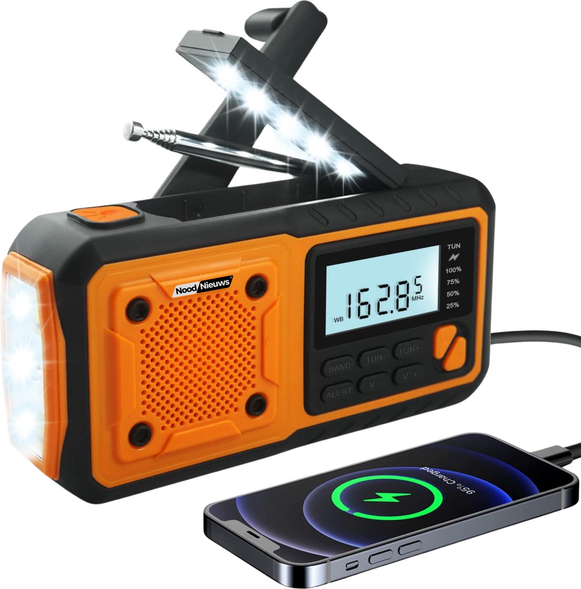 CrisisCore™ Explorer – Portable Emergency Radio with Power Bank, Solar Panel & SOS Function