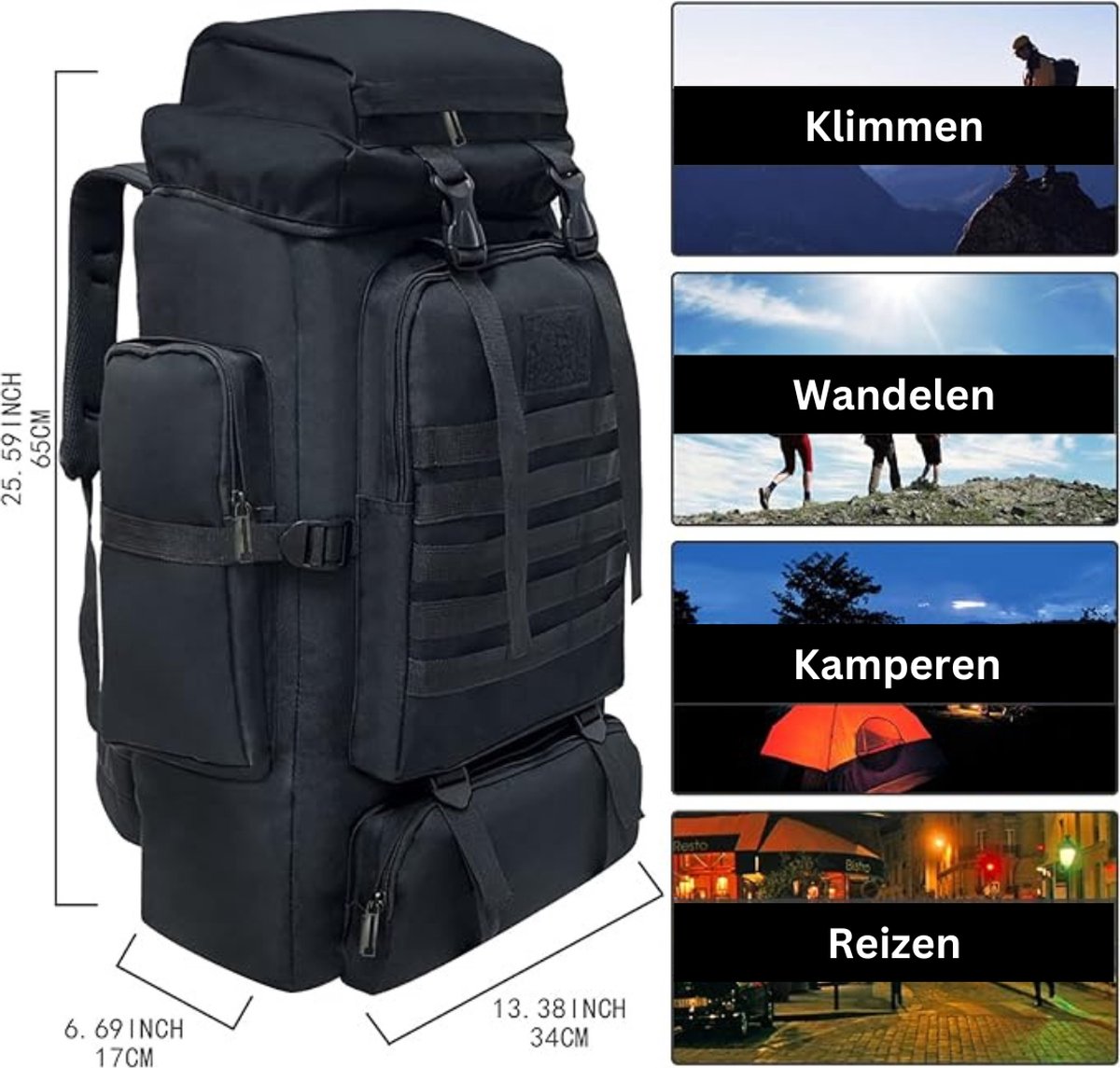 100L backpack - Wandelrugzak - Compleet Nooduitrusting Rugzak