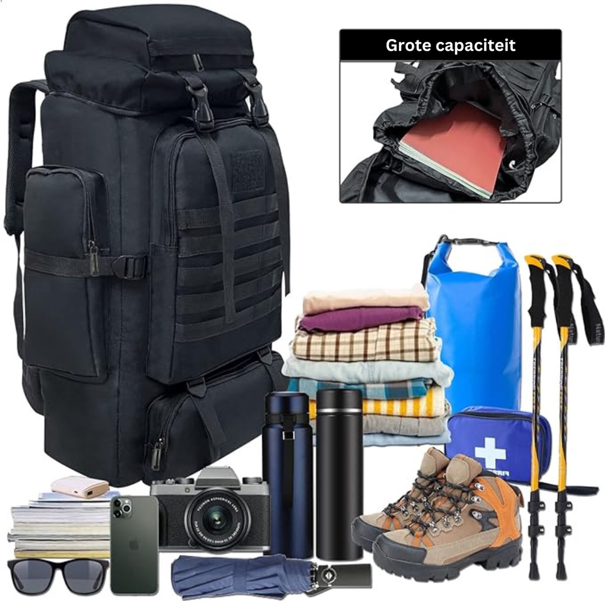 100L backpack - Wandelrugzak - Compleet Nooduitrusting Rugzak