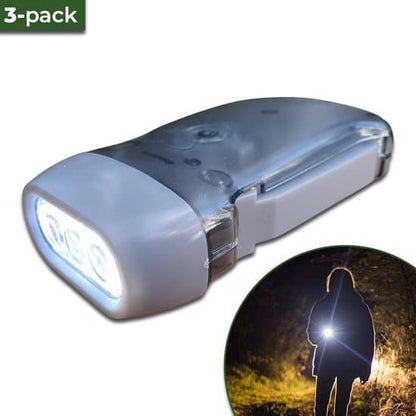 3x Hand-Crank Flashlights – No Batteries Needed, Always Ready