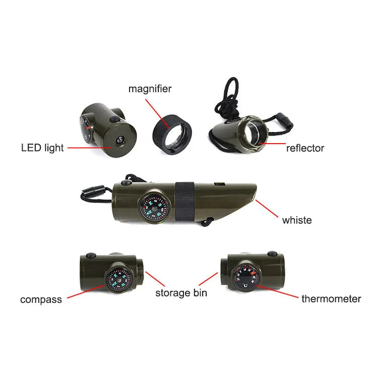 Survival Whistle 7-in-1 Noodfluit